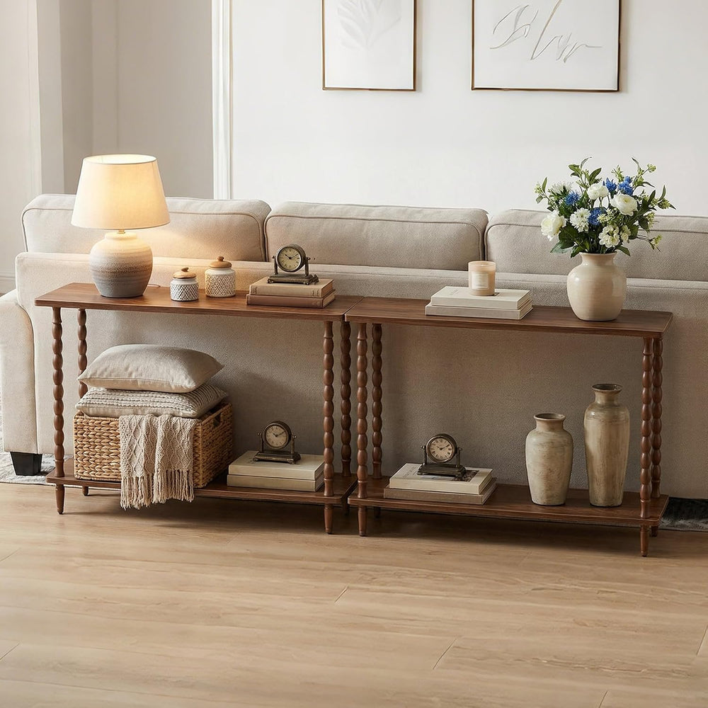 HOOBRO 39.4'' Mid-Century Console Table, 2-Tier Entryway Table with S...
