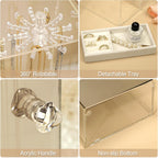 Acrylic Jewelry Organizer with Mirror - 24 Rotating Hooks, Velvet Tray for Necklaces, Rings & Earrings - Clear Necklace Holder Organizer, Rotating Jewelry Box, Elegant Necklace Jewelry Box for Women