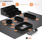 Black Bathroom Drawer Organizer Trays: 9 PC Stackable Desk Organizers Bin | vanity office kitchen modern shallow containers modular storage