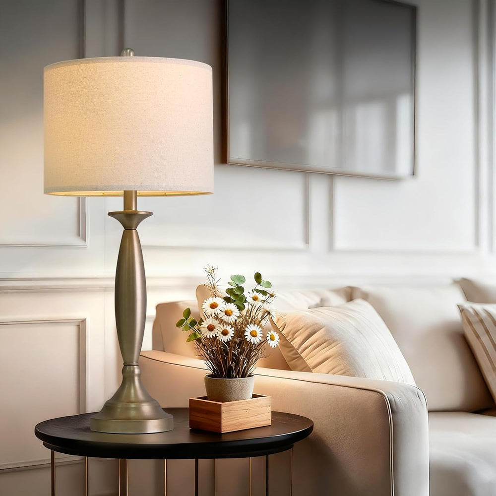Oneach 28" Modern Table Lamps Set of 2 for Living Room Bedroom, USB A+C