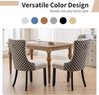 Modern Dining Chairs Set of 4, Tufted Upholstered Dining Chair with Solid Wood Legs, Two-Tone Velvet Accent Chair, Sillas de Comedor, Comfy Kitchen Chairs (Beige+Pattern, 4Pcs)