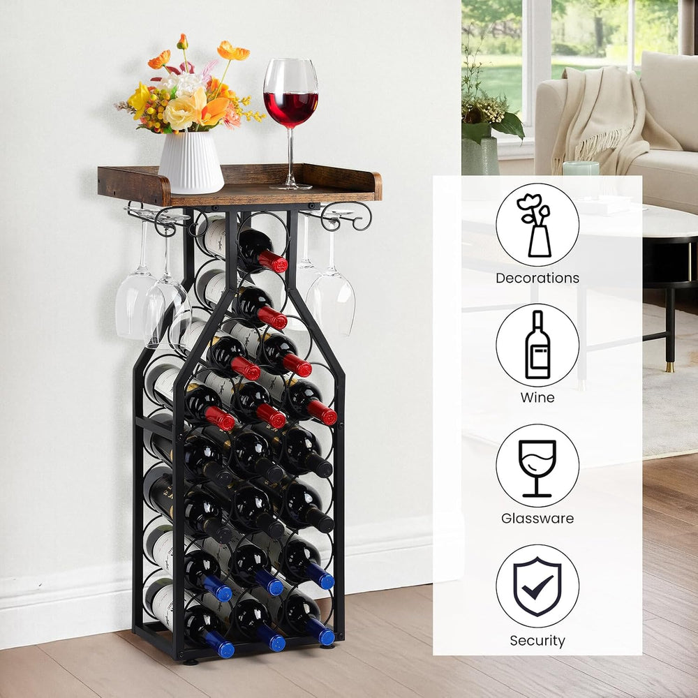 Wine Rack Freestanding Floor, Table Wine Holder Stand Mini Bar Table Floor Wi...