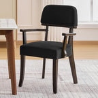 Velvet Dining Chairs with Arms Set of 6, Upholstered Dining Room Chairs with Hardwood Legs & Open Curved Backrest,Modern Accent Kitchen Chairs 350 LBS Capacity, Black