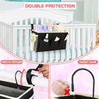 Loghot Bedside Caddy/Bedside Storage Bag Hanging Organizer for Bunk and Hospital Beds,Dorm Rooms Bed Rails,Can be Placed Glasses,Books,Mobile Phones,Keys (New Black)