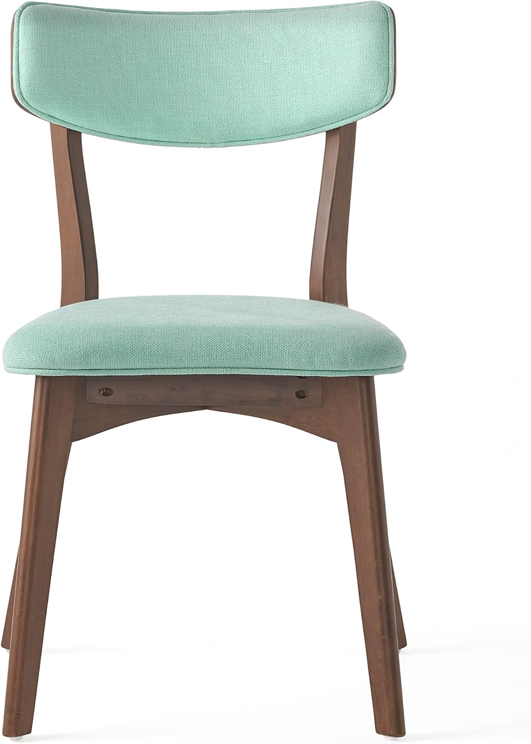 Christopher Knight Home Megann Mid-Century Wood Dining Set with Fabric Chairs, 5-Pcs Set, Natural Walnut / Mint