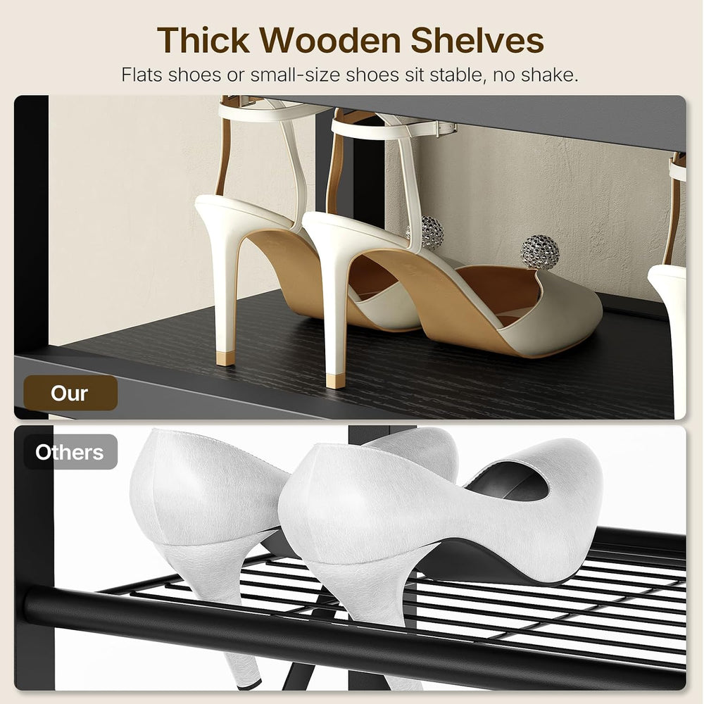 YATINEY Entryway Bench with Shoe Storage, 3-Tier Shoe Rack Bench with Wooden ...