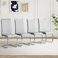 AZmac Modern Leather Dining Chairs Set of 4,Armless Kitchen Chairs,Dining Room Chairs with Upholstered Padded Seat and Sturdy Chrome Legs for Dining Room,Kitchen (Set of 4, Warm Grey)