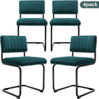 ONEVOG Modern Luxury Velvet Dining Room Chairs Set of 4, Teal Upholstered Kitchen Chairs, Heavy Duty Contemporary Armless Dining Chair with Wide Comfy Seat and Black Metal Legs, Cantilevered Design
