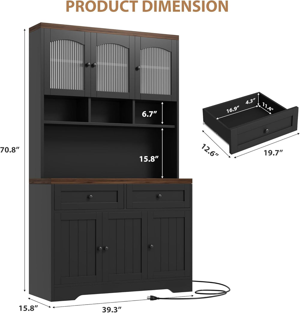 GarveeHome Pantry Cabinet with Charging Station, Tall Kitchen Pantry Storage ...