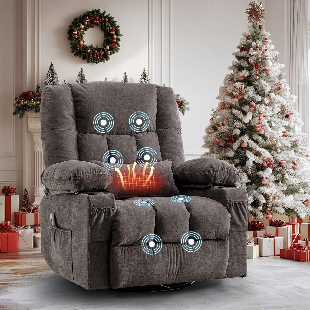 MAHOMICO Manual Recliner Chair with 2 Cup Holders,4 Pockets,Reclining Sofa for Living Room,Bedroom,22.4" W