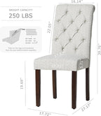 Tufted Dining Chairs Set of 2, Upholstered Parsons Dining Room Chairs, Fabric Kitchen Side Chair with Wood Legs, Floral