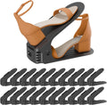 Shoe Slots Organizer, 20PCS Adjustable Double Layer Stack Shoe Rack, 50% Space-Saving Storage Rack Holder, Black