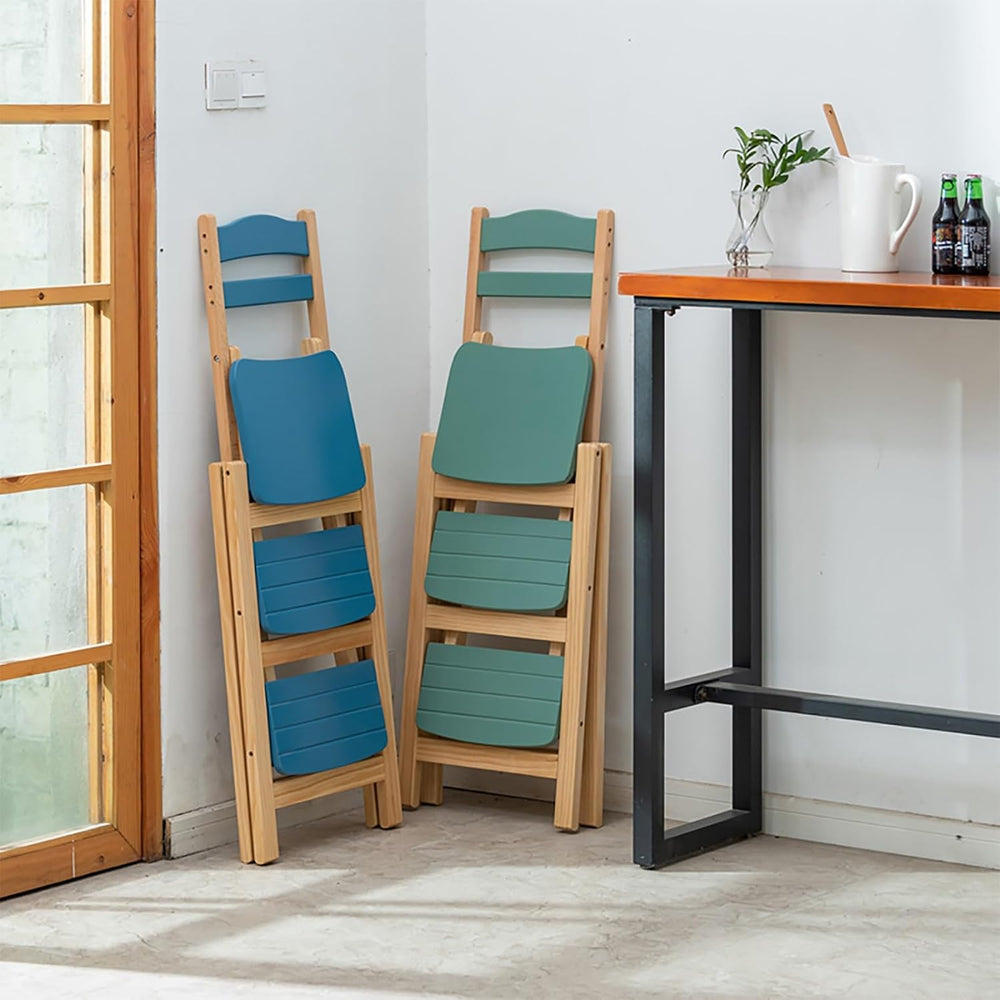 Solid Wood Folding Bar Stool Height Foldable Stool Tall Stool 3 Step Multifun...