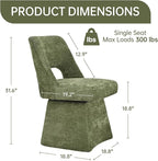 VKNOW Upholstered Swivel Dining Chairs, Modern Dining Room Chairs with Open Back, Chenille Fabric Kitchen Chairs for Dining Room, Living Room, Bedroom, Vanity, Green(1 Pack)