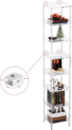 Acrylic Bookshelf, Small Bookcase, Standing Freestanding Corner Storage Shelves Display Shelf for Living Room, Bedroom (Clear, 8 Tier)