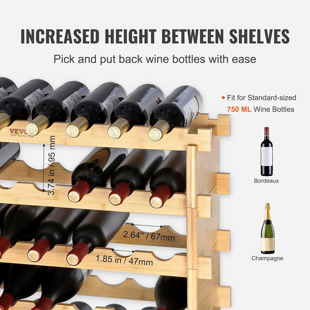 VEVOR 8-Tier 72 Bottles Stackable Modular Wine Rack, Freestanding Wines Holde...
