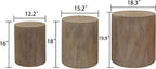 Round Nesting Small Coffee Table Side Table End Set of 3 for Living Room Bedroom, Farmhouse Countryside Style, No Assembly, Natural Wood