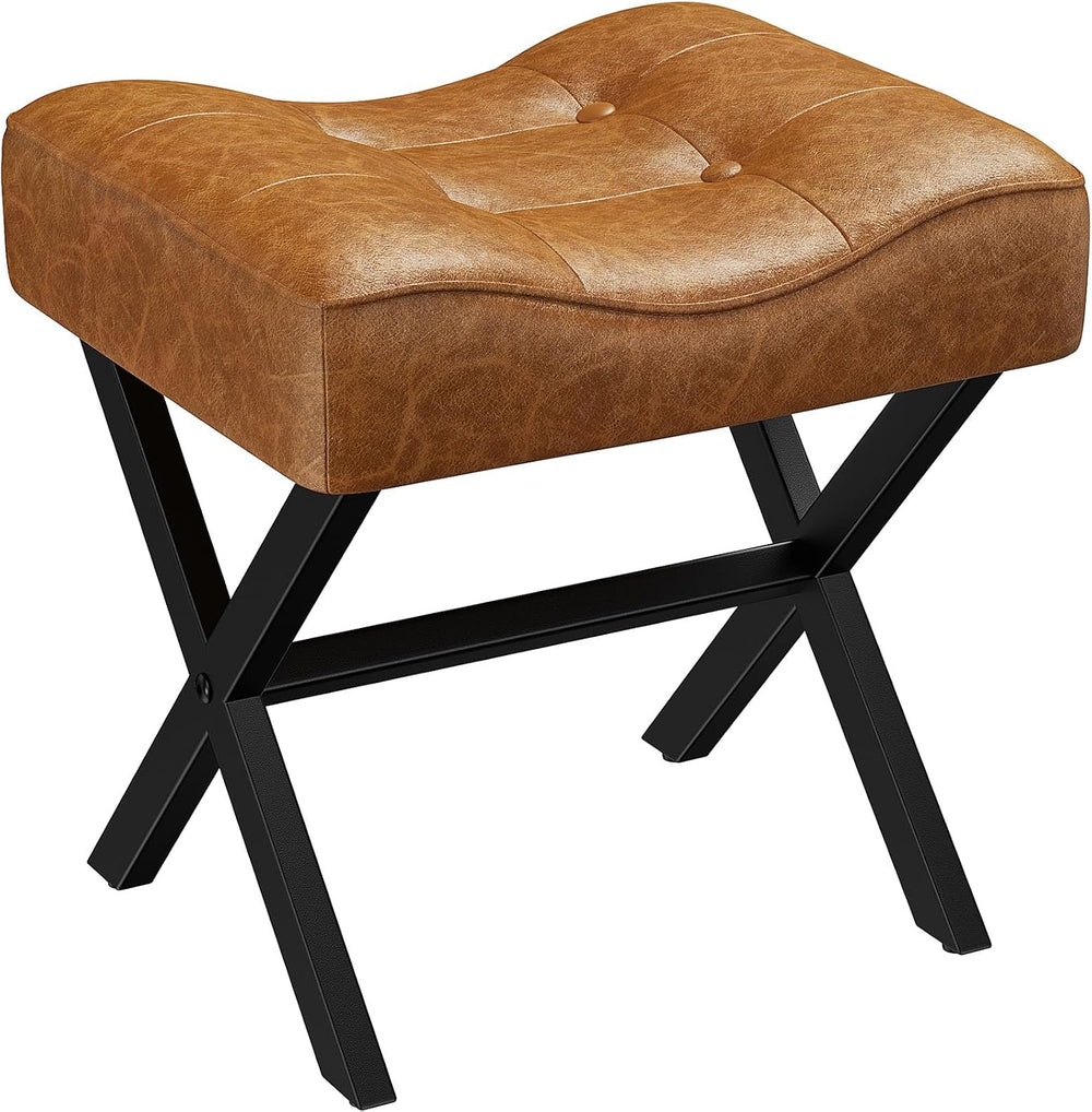 Memobarco 18-Inch Large Leather Vanity Stool, Vanity Chair with Metal X-Leg, ...