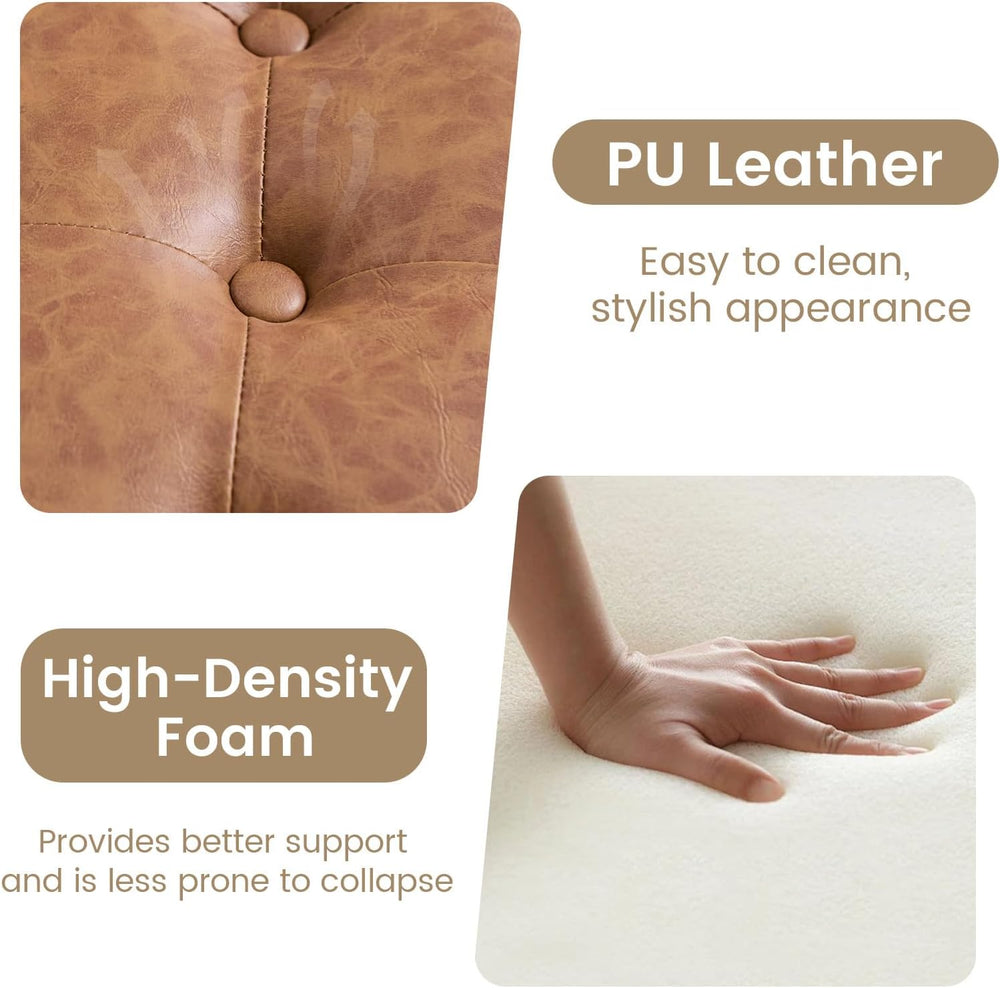 24Inch Round Storage Ottoman, Set of 2, Modern PU Leather Coffee Table with R...