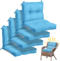 Geetery Outdoor Chair Cushions Set of 4 for Patio Lawn Furniture Wicker Rocking Dining Chairs 42x21x4 Inch High Back Seat Pads Replacement with Ties Weather-Resistant Fade-Resistant Indoor(Lake Blue)
