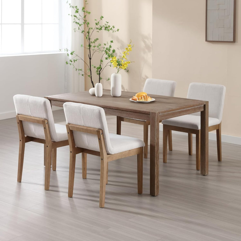 Farmhouse Kitchen Dining Room Chairs Set of 6 with Rectangle Backrest Mid Cen...
