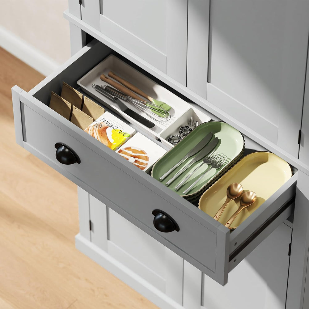 HOMCOM 72.5" Kitchen Pantry Cabinet, Traditional Freestanding Storage Ca...