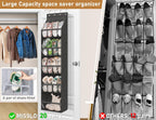 MISSLO 20 Pairs Over the Door Shoe Organizer for Closet Narrow Hanging Shoe Rack for Door Hanger Deep Pocket Door Shoe Holder Storage for Boots, Size 13 Sneakers, Black