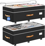 80L 2 Pack Adjustable Under Bed Storage with Wheels | Underbed containers with clear lids, rolling under bed shoe storage organizer for dorm home clothes, blankets, toys, black