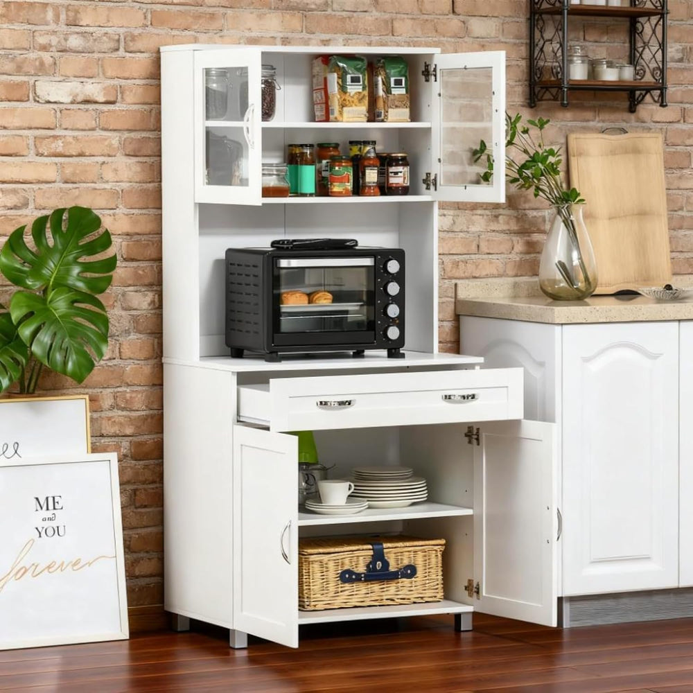 Hassyee Classic Contemporary Look Storage Cabinets, Kitchen Pantry Freestandi...