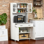 Hassyee Classic Contemporary Look Storage Cabinets, Kitchen Pantry Freestanding Storage Cabinet with 2 Double-Door Cabinets and 2 Framed Glass Doors