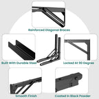 EVERHANGER 18 inch Folding Shelf Brackets for Garage, Heavy Duty Collapsible Shelf Bracket Steel Wall Mounted Table Brackets (Pack of 2, No Board)