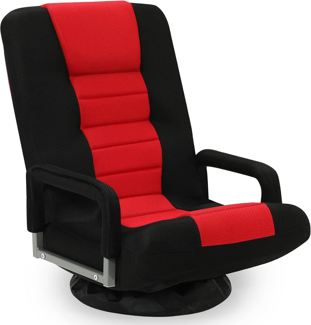 Swivel Floor Gaming Chair w/Armrests,Folding Video Reclining Sofa w/6 Adjusta...