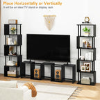 IBUYKE 6-Tier Tall Bookshelf,S-Shaped Geometric Bookcase, Wood Display Shelves with Storage,Modern Bookshelf for Living Room Bedroom, Home Office, Black WBC016B