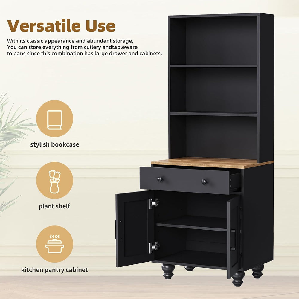 23.6" D*15.7" W*63" H Freestanding Kitchen Pantry with Dawer, ...