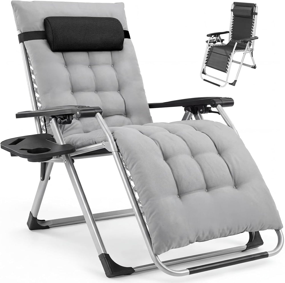NEWBULIG Zero Gravity Chair, Folding Patio Recliner with Cup Holder Trays