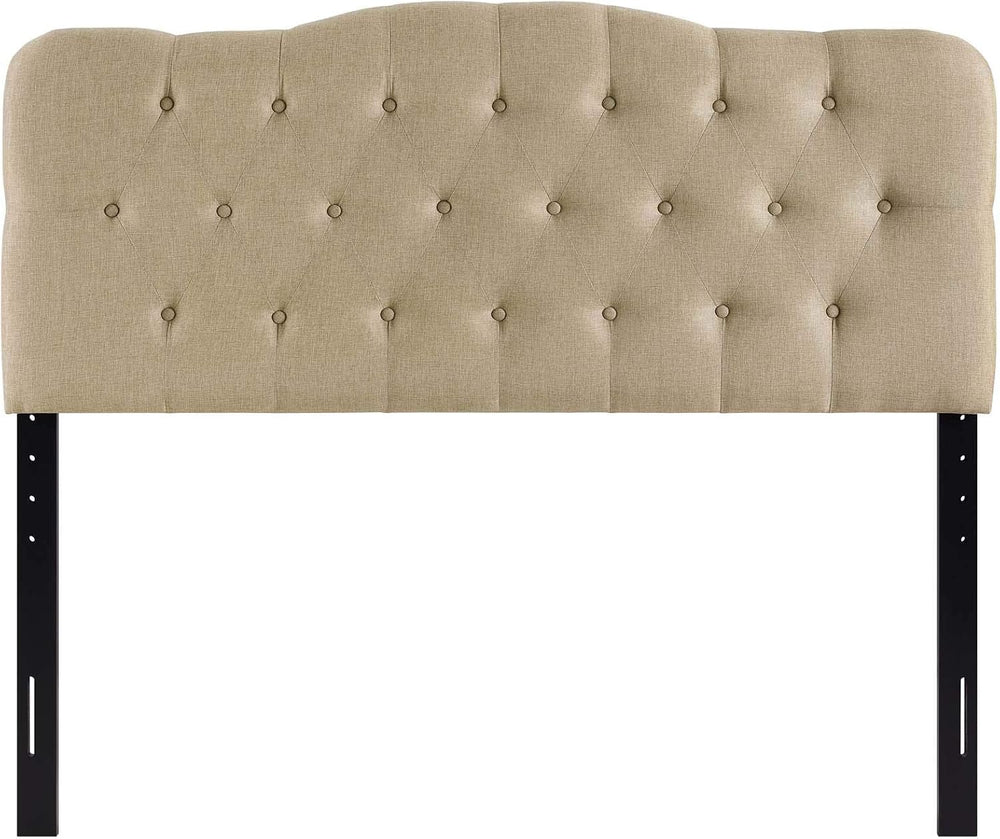 Modway Annabel Tufted Button Linen Fabric Upholstered Queen Headboard in Beige