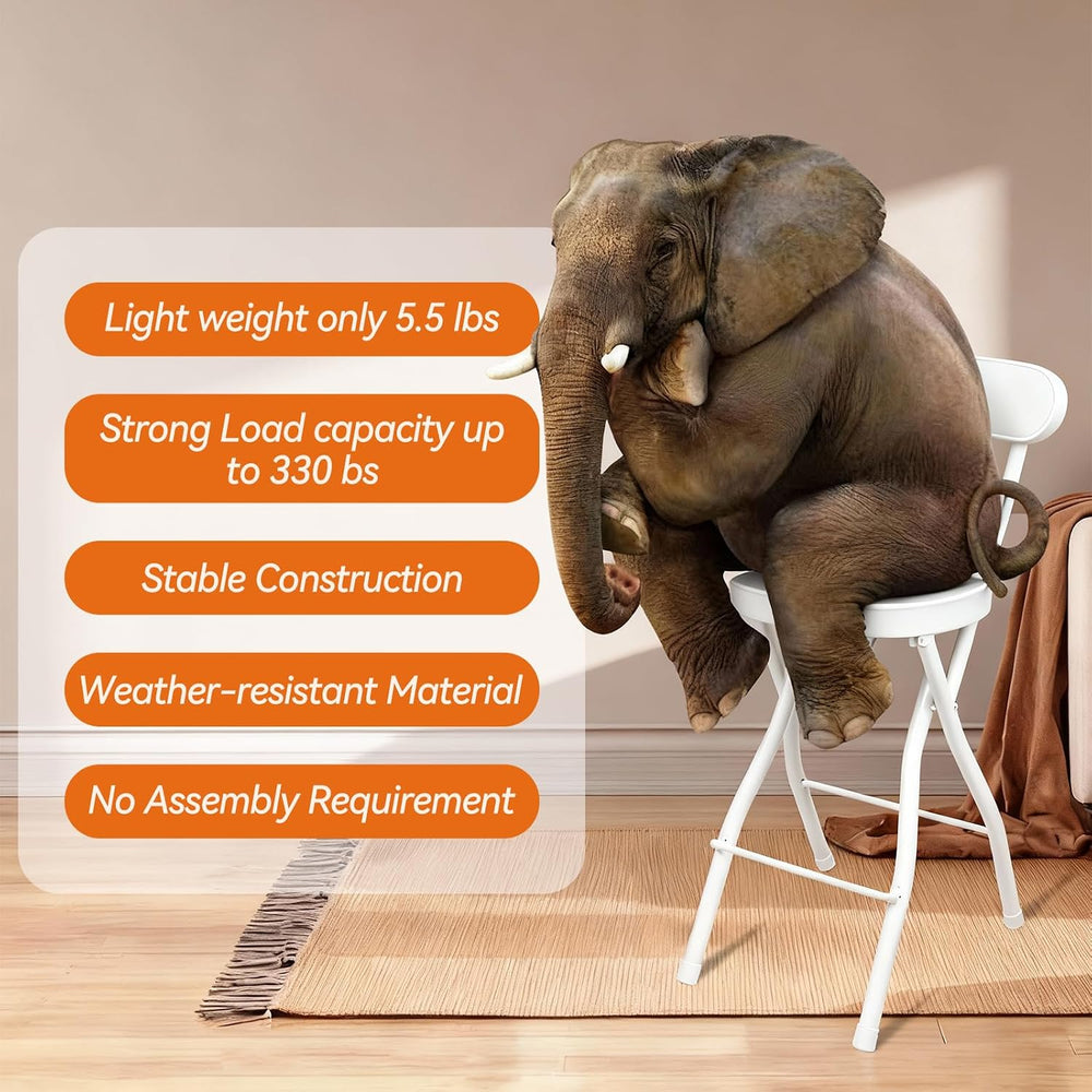 UWEAR Portable Folding Stool,Folding Bar Stool with Back,Leather Padded Count...