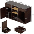 AHB Wine Bar Cabinet with Mini Fridge Space, Liquor Coffee Cabinet with Hidden Trash Cabinet, Buffet Sideboard for Living Room, Kitchen, Dining Room
