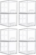 Vtopmart 8 Pack Stackable Under Sink Organizer Drawers, Clear Acrylic Storage Bins for Kitchen and Bathroom Cabinets, Baby Bottles, Cleaning Supplies, 6.6'' Tall Space-Saving Drawer System