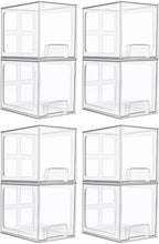 Vtopmart 8 Pack Stackable Under Sink Organizer Drawers, Clear Acrylic Storage Bins for Kitchen and Bathroom Cabinets, Baby Bottles, Cleaning Supplies, 6.6'' Tall Space-Saving Drawer System