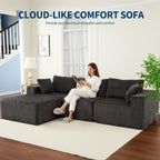 108" Modular Sectional Sofa Couches for Living Room Cloud Memory Boneless Couch No Assembly Required