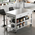 Stainless Steel Kitchen Island with Storage, Rolling Kitchen Island Cart on Wheels with 2 Drawers, Industrial Kitchen Cart, Commercial Portable Island for Kitchen, Bar, Outdoor Patio, 25 x 50 x 37 in