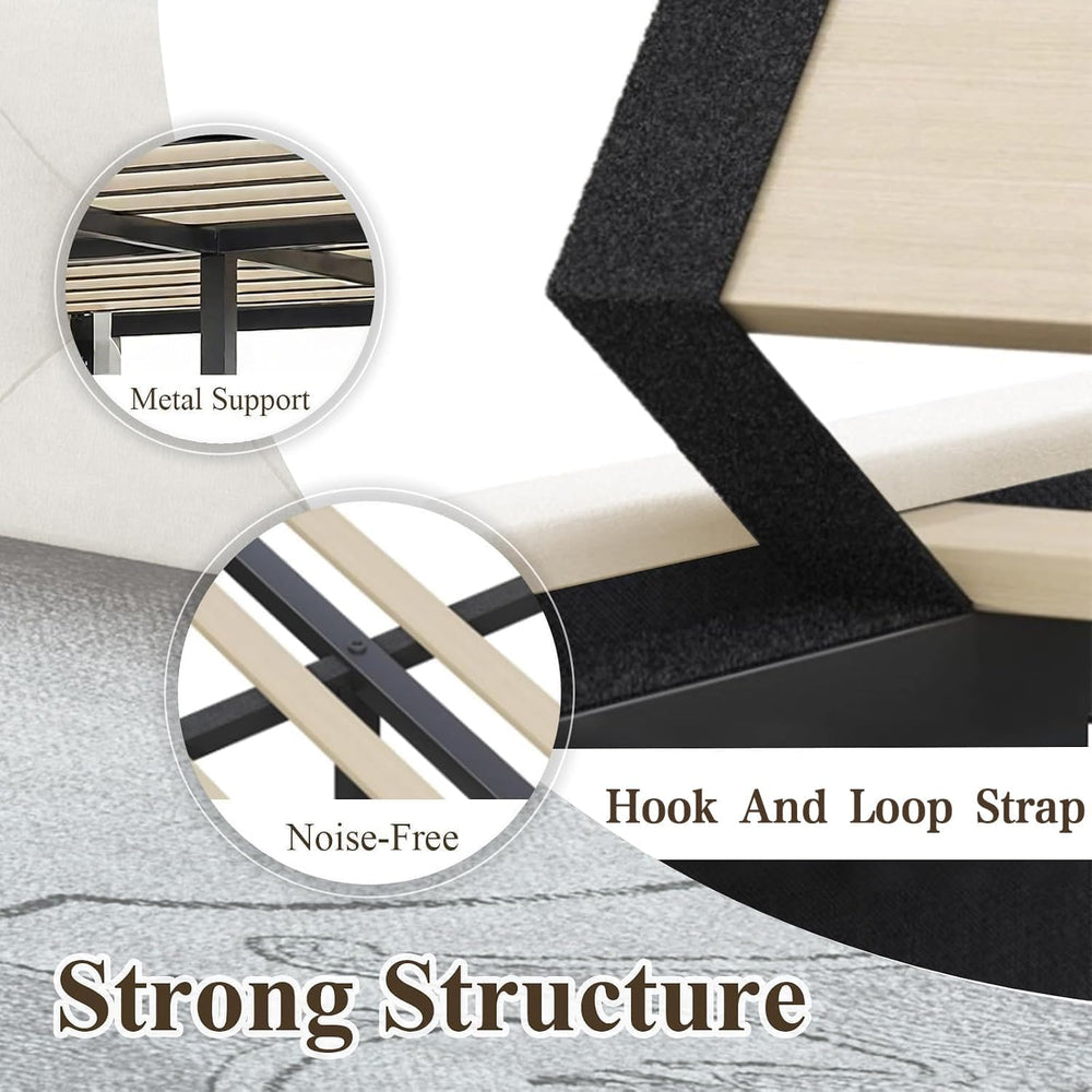 HOMBCK King Bed Frame with 49" Headboard, Velvet Upholstere King Size Be...