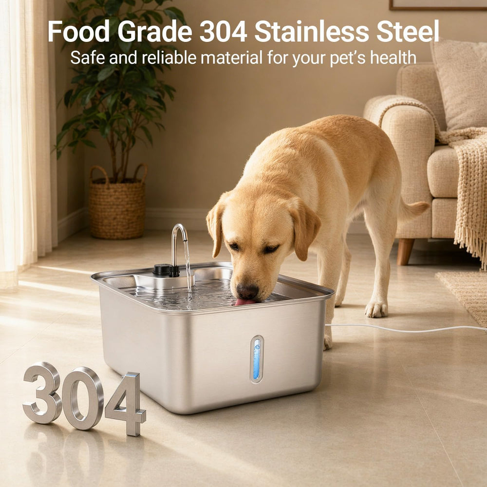 Dog Water Fountain, 4.5Gal/17L Quiet LED Blue Light Stainless Steel Pet Water...