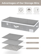 StorageWorks Extra Large Under Bed Storage Containers with Handles and Label Holder, 2 Pack Ultra-thick Fabric Underbed Bins, Closet Organizer for Clothes, Blankets, Sweater
