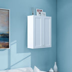 White Wall Mount Cabinet, MDF Over The Toilet Storage Cabinet with Adjustable Shelves, Space Saver 2 Door Medicine Cabinet for Bathroom Laundry Kitchen, 19x 27in, No Paint Odor