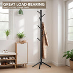Hupmad Wooden Tree Coat Rack Stand,Sturdy Freestanding Coat Rack with 8 Hooks,3 Adjustable Height for Child Adult,Wood Coat Stand Tree Fits Entryway Bedroom Office for Bags,Hats