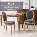 Nrizc French Dining Chairs Set of 2, Farmhouse Dining Chairs, Vintage Country Dining Chair with Round Back, French Bistro Chairs, Fabric Dining Chair for Kitchen, Bedroom