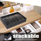 Julysky 2 Pcs/set Stackable Jewelry Organizer Trays，Necklace Tray+Necklace Tray, Jewelry Displays for Selling,Black