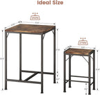 Homeiju Bar Table and Chairs Set, Square Bar Table with 2 Stools, Space-Saving Dining Pub Set for 2, Perfect for Kitchen, Breakfast Nook, Living Room & Small Spaces